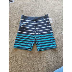 Volcom Quarta Static Mod-Tech Boardshorts Boys 30 Black Logo Pocket Drawcord NEW